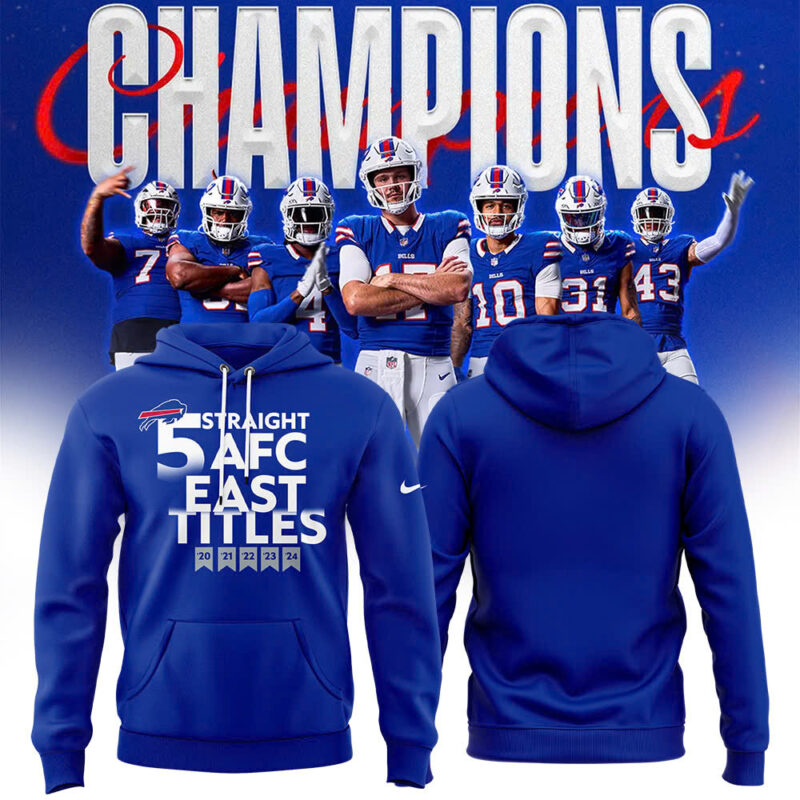 Buffalo Bills Nike Royal Five-Straight AFC East Division Champions Our Time Is Now Hoodie (Blue, Red, Gray, Black)