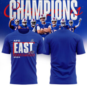 Buffalo Bills Fanatics Royal 2024 AFC East Division Champions Conquer Tee (Blue, Red, Gray, Black)