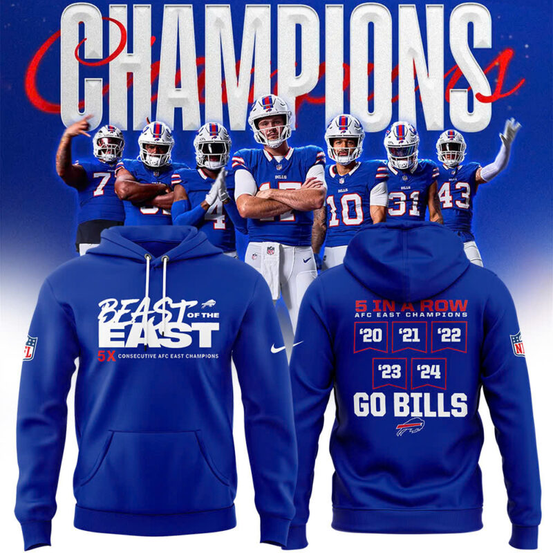 Buffalo Bills Nike 2024 AFC East Division Champions Hoodie (Blue, Red, Gray, Black)