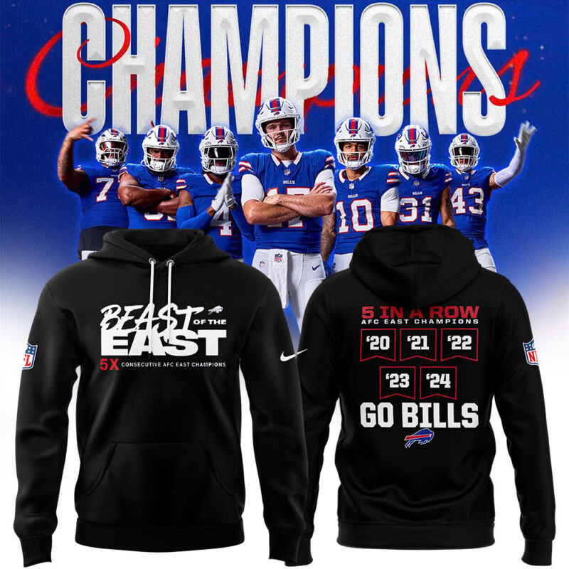 Buffalo Bills Nike 2024 AFC East Division Champions Hoodie (Blue, Red, Gray, Black) - Image 4