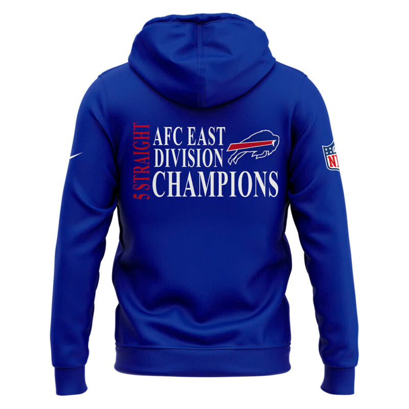 Fanatics Buffalo Bills 5 Straight AFC East Division Champions Hoodie (Blue, Red, Gay, Black) - Image 4