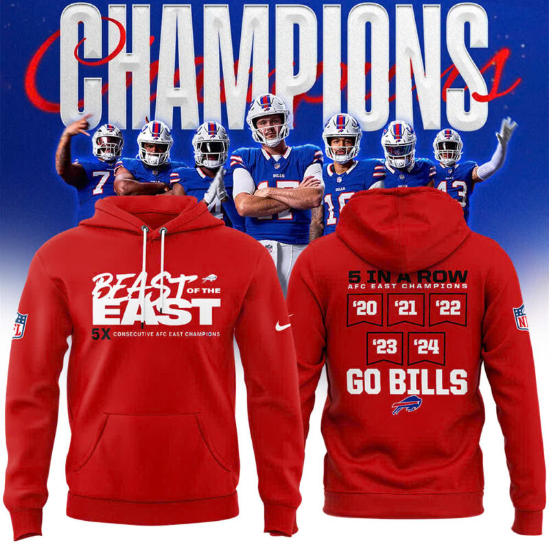 Buffalo Bills Nike 2024 AFC East Division Champions Hoodie (Blue, Red, Gray, Black) - Image 7