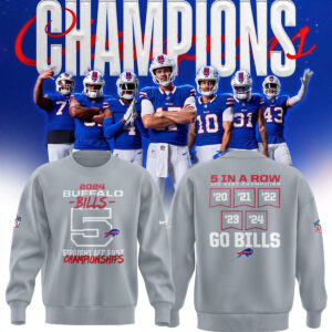 Fanatics Buffalo Bills 5 Straight AFC East Division Champions Sweatshirt (Blue, Red, Gray, Black)