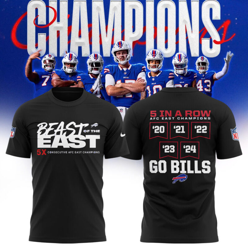 Buffalo Bills Nike 2024 AFC East Division Champions Tee (Blue, Red, Gray, Black) - Image 5