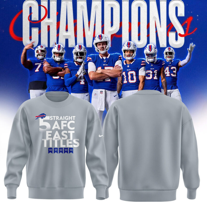 Buffalo Bills Nike 2024 AFC East Division Champions Sweatshirt (Blue, Red, Gray, Black)