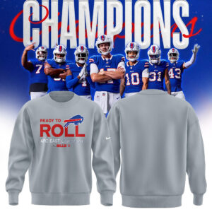 Men's Buffalo Bills Nike Heather Gray 2024 AFC East Division Champions Locker Room Trophy Collection Sweatshirt (Blue, Red, Gray, Black)