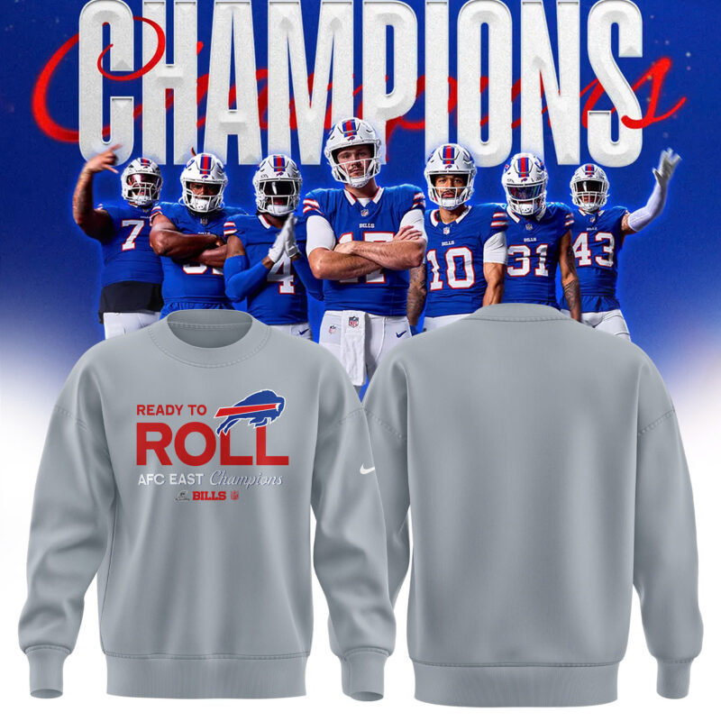 Men's Buffalo Bills Nike Heather Gray 2024 AFC East Division Champions Locker Room Trophy Collection Sweatshirt (Blue, Red, Gray, Black)