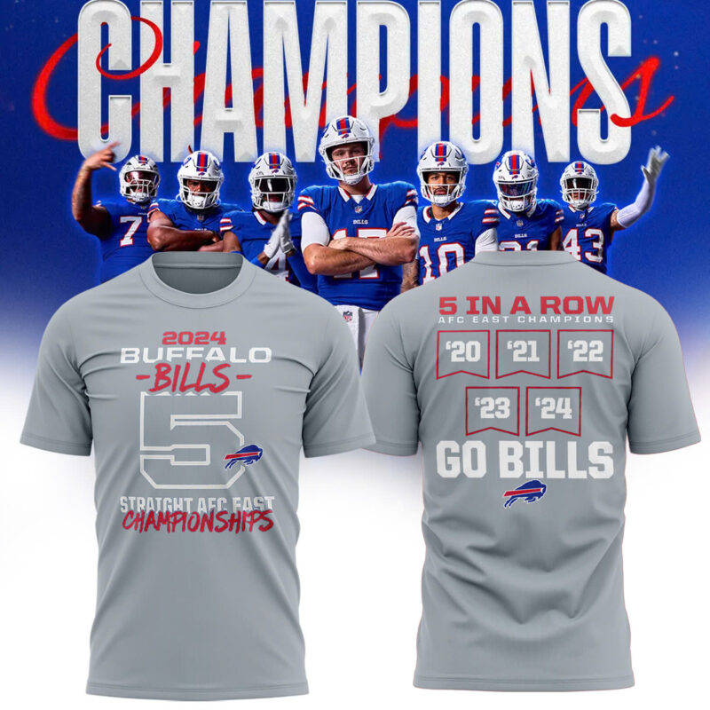 Fanatics Buffalo Bills 5 Straight AFC East Division Champions Tee (Blue, Red, Gray, Black) - Image 10