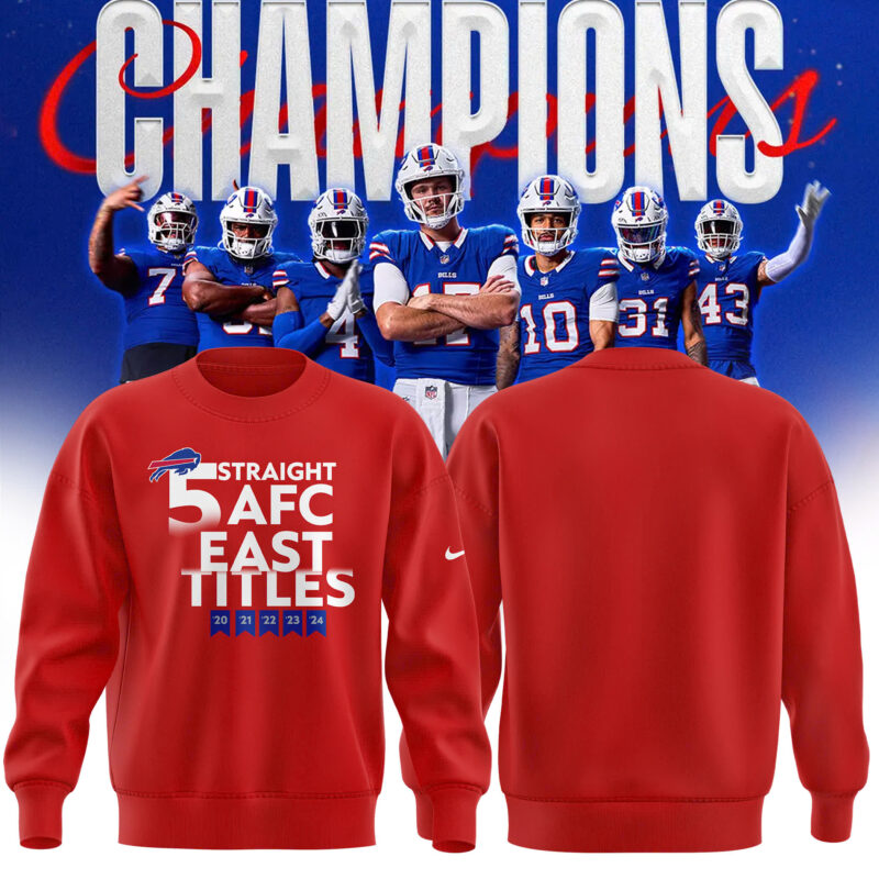 Buffalo Bills Nike 2024 AFC East Division Champions Sweatshirt (Blue, Red, Gray, Black) - Image 4