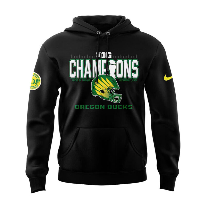 Oregon Ducks 2024 Big Ten Football Conference Champions Premium Edition Hoodie - Image 2