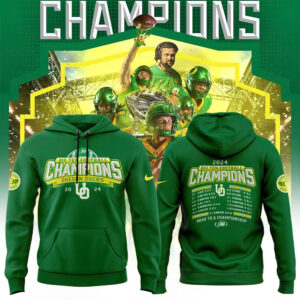 Men's Green Oregon Ducks 2024 Big Ten Football Conference Champions Hoodie