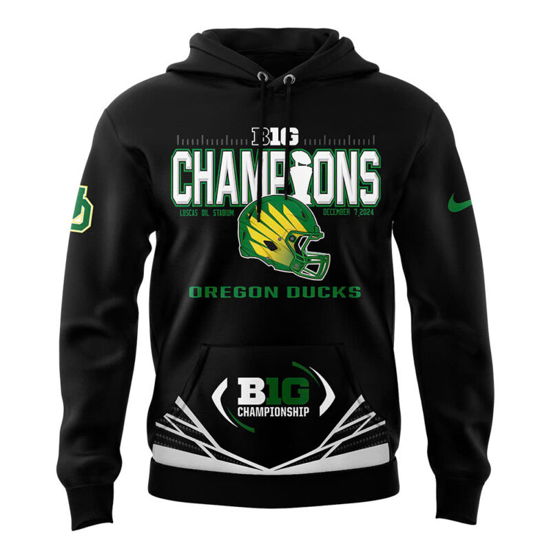 Oregon Ducks 2024 Big Ten Football Conference Champions Locker Room Premium Limited Hoodie - Image 2