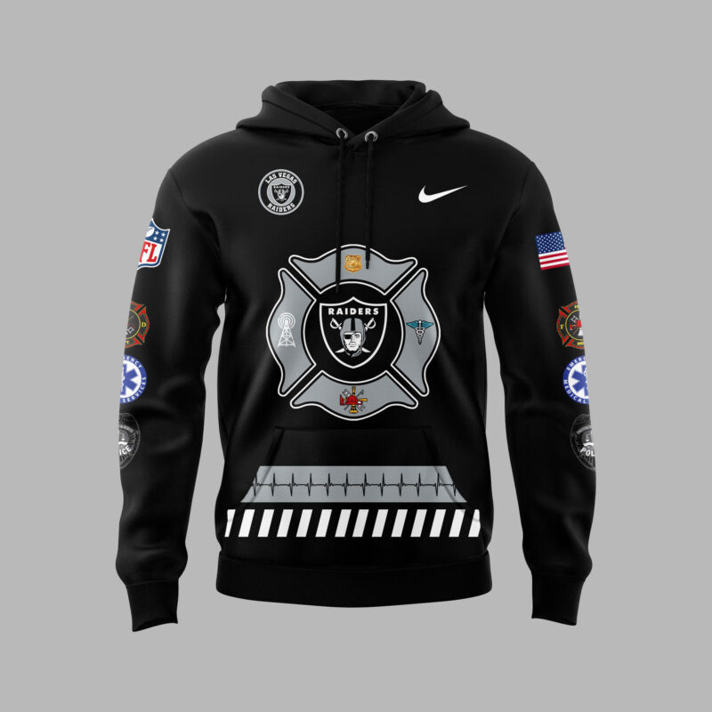 Men's Nike Las Vegas Raiders 2024 First Responders Day Premium Limited Pullover Hoodie - Image 2