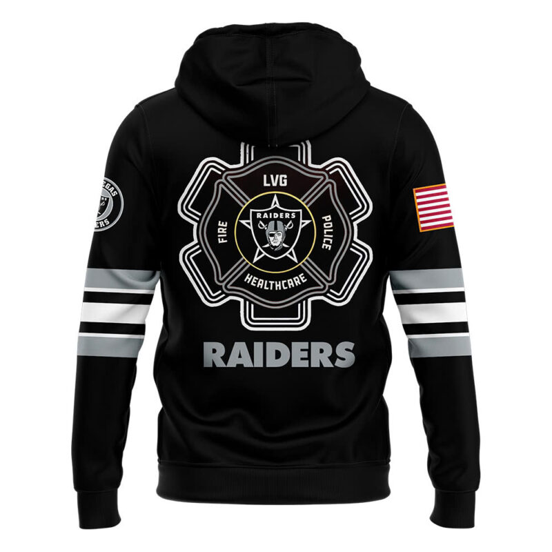 Las Vegas Raiders x 2024 Firefighter Appreciation Night Premium Limited Pullover Hoodie - Image 3