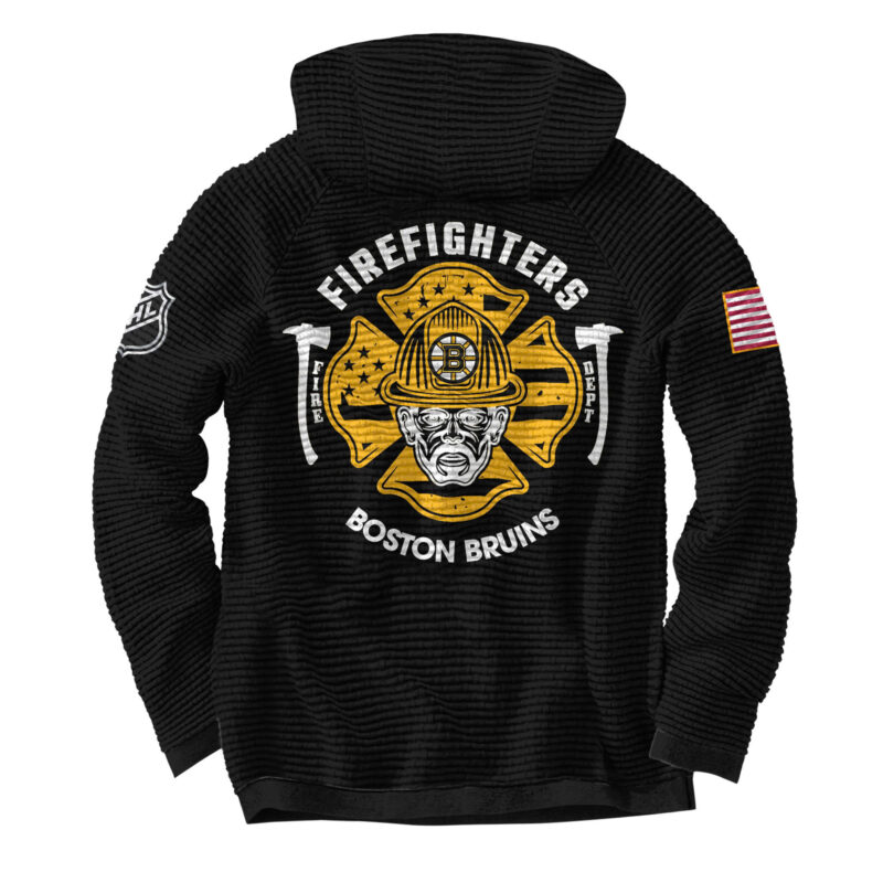 Boston Bruins x 2024 Firefighter Appreciation Night Premium Limited Waffle Hoodie - Image 3