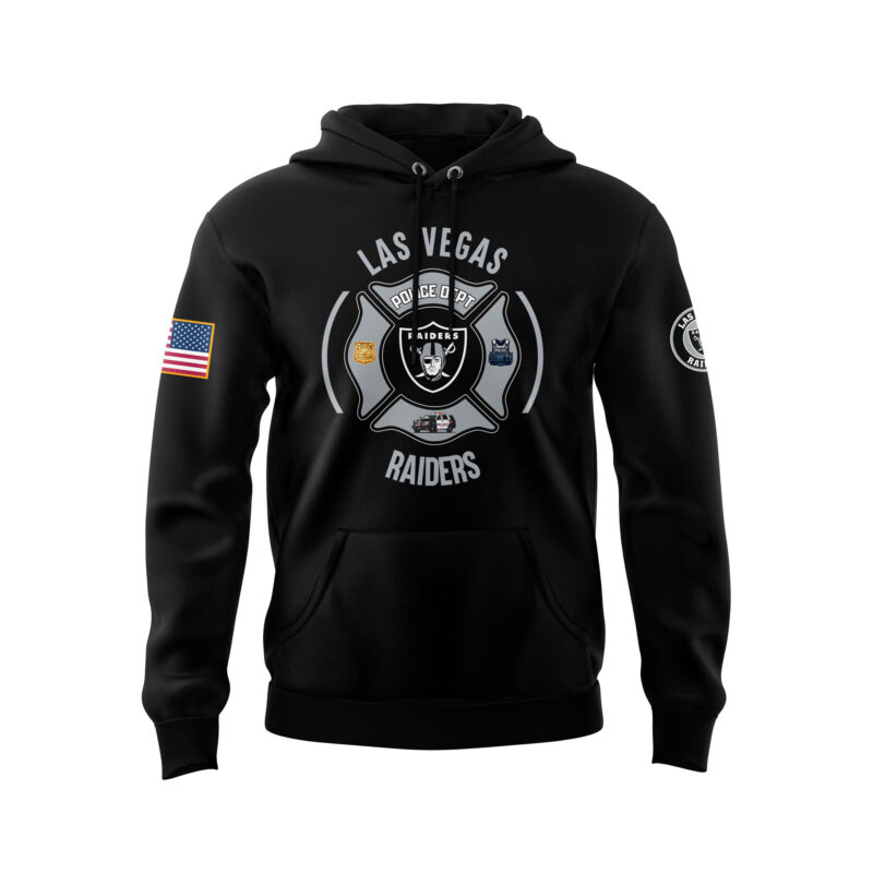 Men's Las Vegas Raiders 2024 First Responders Law Enforcement Appreciation Day Premium Limited Pullover Hoodie - Image 2