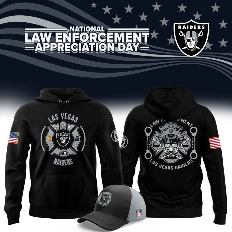 Men's Las Vegas Raiders 2024 First Responders Law Enforcement Appreciation Day Premium Limited Pullover Hoodie