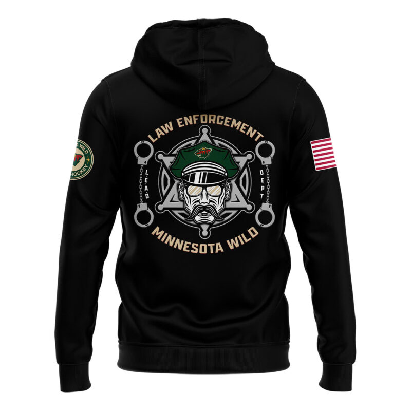 Minnesota Wild 2024 First Responders Law Enforcement Appreciation Day Premium Limited Pullover Zip Hoodie - Image 3