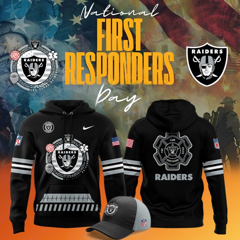 Men's Nike Las Vegas Raiders NFL 2024 National First Responders Day Premium Limited Pullover Hoodie