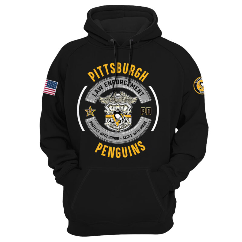 Women’s Pittsburgh Penguins 2024 Law Enforcement Appreciation Day Premium Limited Pullover Hoodie - Image 2
