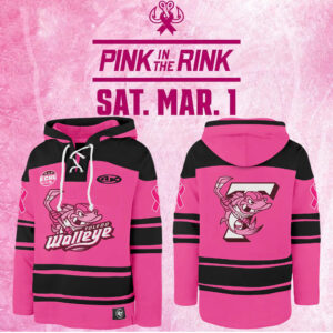 Toledo Walleye x 2025 Pink in the Rink Premium Limited Lace up Hoodie