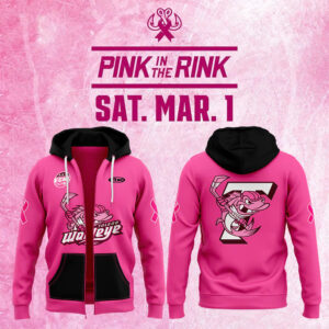 Toledo Walleye x 2025 Pink in the Rink Limited Edition Pullover Zip Hoodie