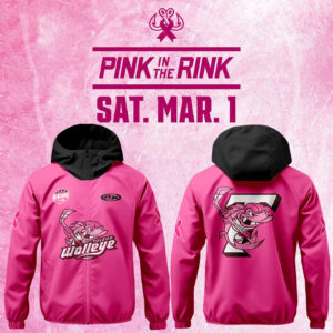 Toledo Walleye x 2025 Pink in the Rink Limited Edition Pullover Wind Jacket