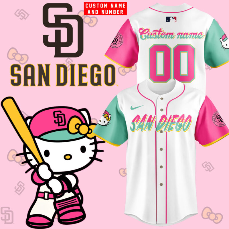San Diego Padres x Hello Kitty Night 2025 Jersey Custom Name and Custom Number