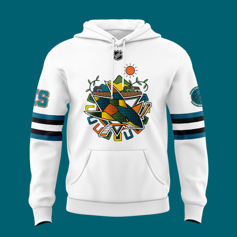 San Jose Sharks Celebrate El Salvador Heritage Hoodie limited edition. - Image 2