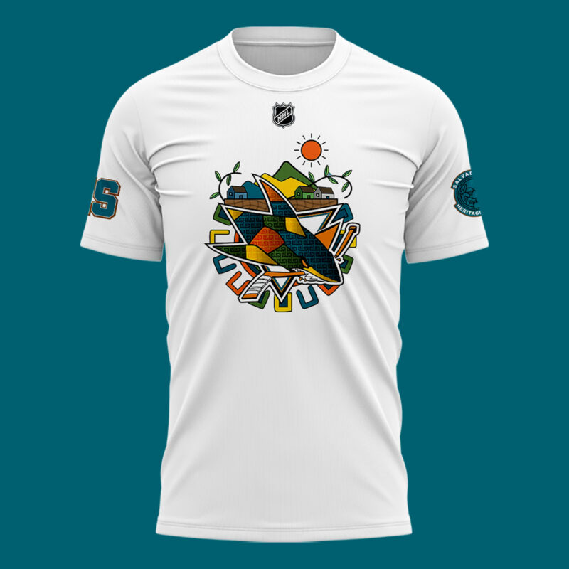 San Jose Sharks Celebrate El Salvador Heritage Tshirt limited edition - Image 2