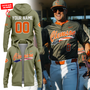 Special New Clemson Baseball Military Appreciation ZipHoodie 2025