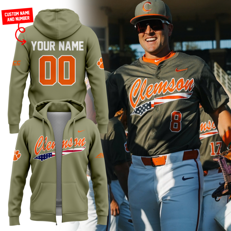 Special New Clemson Baseball Military Appreciation ZipHoodie 2025