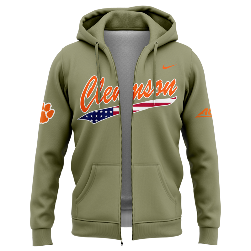 Special New Clemson Baseball Military Appreciation ZipHoodie 2025 - Image 2
