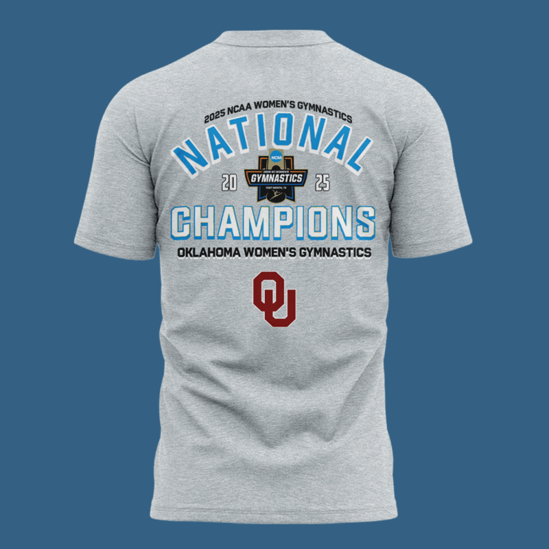 Oklahoma Women's Gym 2025 WOMEN'S GYMNASTICS NATIONAL CHAMPIONS TSHIRT - Image 3