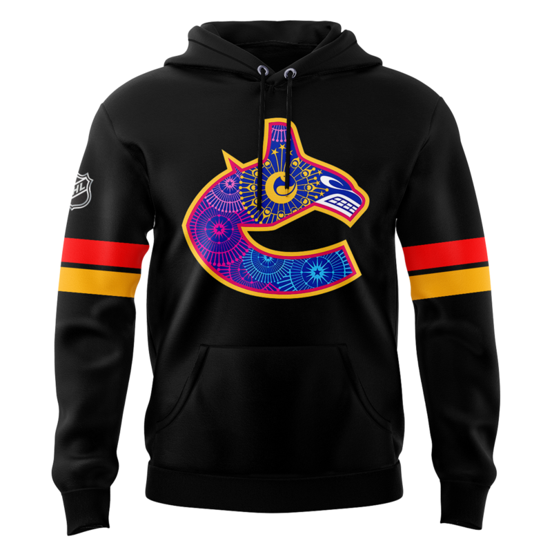 Limited Edition Vancouver Canucks Happy Vaisakhi Black Hoodie 2025 - Image 2