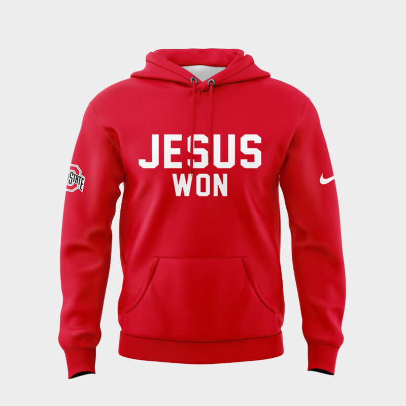 Limited Edition JESUS WON Red Hoodie 2025 - Image 2