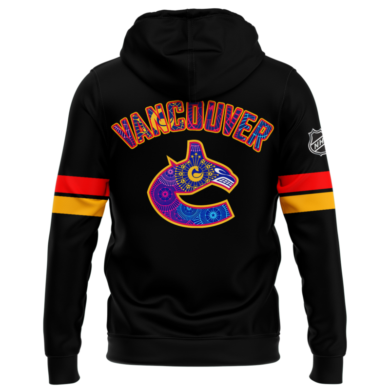 Limited Edition Vancouver Canucks Happy Vaisakhi Black Hoodie 2025 - Image 3