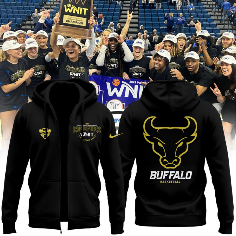 Buffalo Women's Basketball WNIT Champions Zip Hoodie black2 limited edition.
