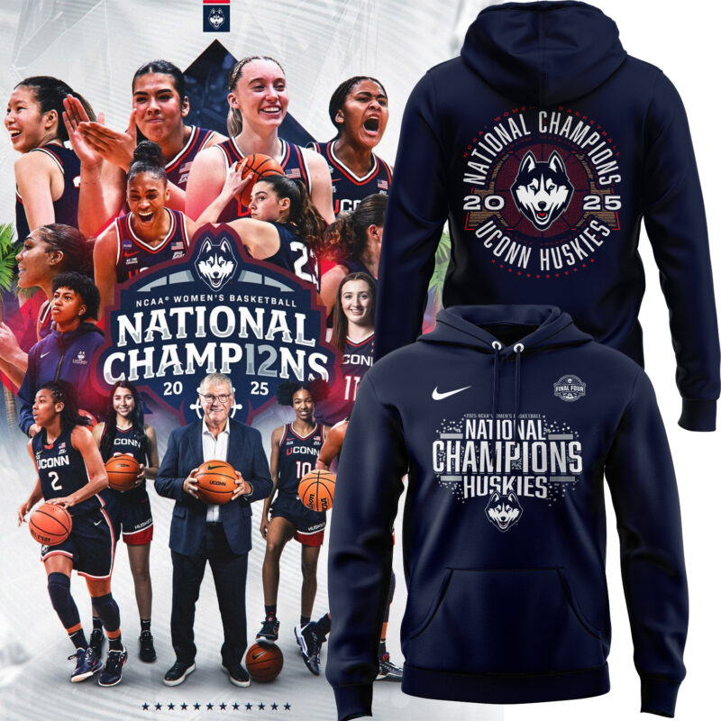 UConn Women's Basketball 12-Time National Champs Heavyweight Hoodie Navy limited edition.