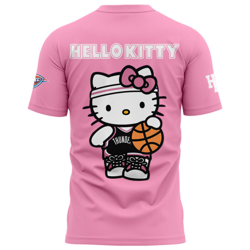 Limited Edition Oklahoma City Thunder x Hello Kitty Pink Tshirt 2024 - Image 3