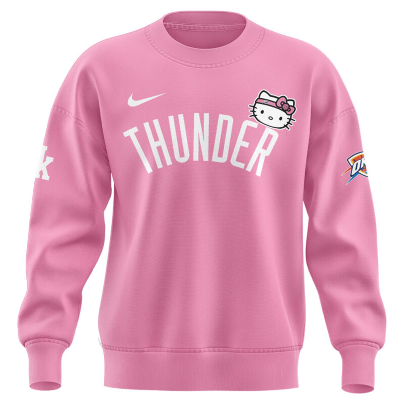 Limited Edition Oklahoma City Thunder x Hello Kitty Pink Sweatshirt 2024 - Image 2