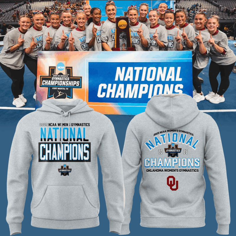 Oklahoma Women's Gym 2025 WOMEN'S GYMNASTICS NATIONAL CHAMPIONS Hoodie