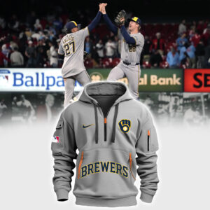 Special Milwaukee Brewers Baseball Team Gray Half Zip Hoodie 2024