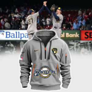 Special Milwaukee Brewers Baseball Team Gray Half Zip Hoodie 2024