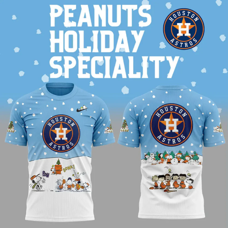 Houston Astros 75th Anniversary of Peanuts tshirt 2025