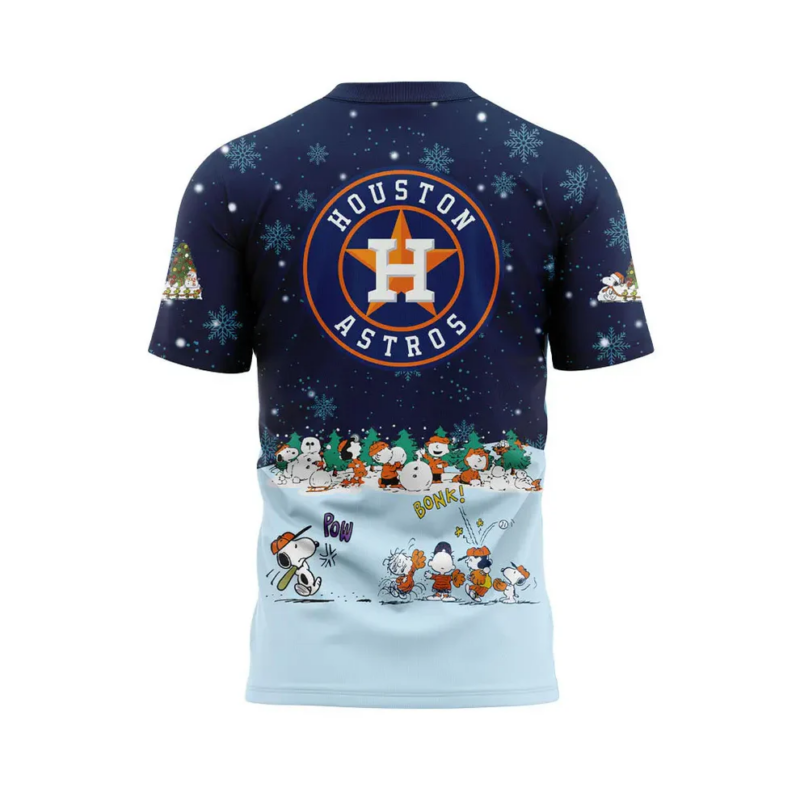 Houston Astros Peanuts & Snoopy Tshirt 2025 - Image 4