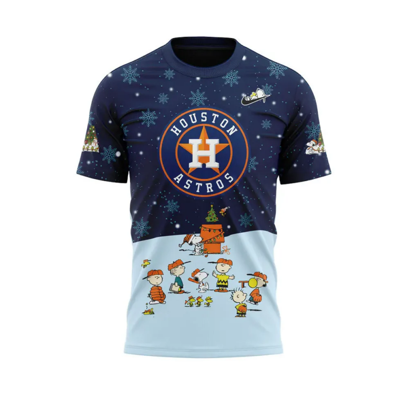 Houston Astros Peanuts & Snoopy Tshirt 2025 - Image 3
