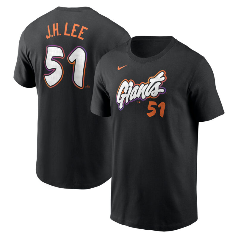 Men's San Francisco Giants Jung Hoo Lee Nike Anthracite 2025 City Connect Fuse Name & Number T-Shirt.