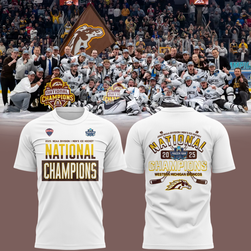 Western Michigan University Broncos Hockey Team 2025 National Champion T shirt