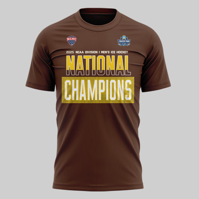 Western Michigan University Broncos Hockey Team 2025 National Champion T shirt - Image 2
